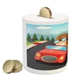 thumbnail image 2 of Sports Piggy Bank, Automobile Racing Boys on Highway Formula Car on the Road Youth Team Hobby Print, Ceramic Coin Bank Money Box for Cash Saving, 3.6" X 3.2", Multicolor, by Ambesonne, 2 of 4