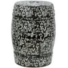 Oriental Furniture 18" Black & White Floral Porcelain Garden Stool, indoor item, living area