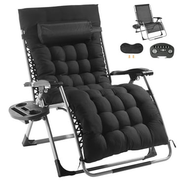 KFFKFF Zero Gravity Lounger, 33 inch Reclining Chair for Both Indoor and Outdoor Use, Flexible Anti-Gravity Chair with Comfortable Cushion, Headrest, Footrest, and Beverage Holder