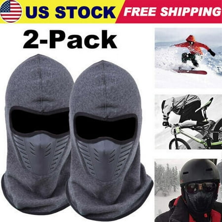 2-Pack Balaclava Tactical Ski Full Face Mask UV Protection Head Cover Fleece Hat