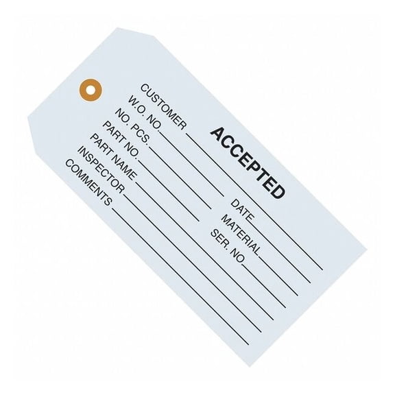 Staples Inspection Tags "Accepted" 4 3/4" x 2 3/8" Blue 1000/Case G20011