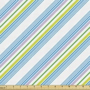 Ambesonne Retro Fabric by the Yard Upholstery, Endless Colorful Stripes Art, 10 Yards, Yellow Green Sea Blue