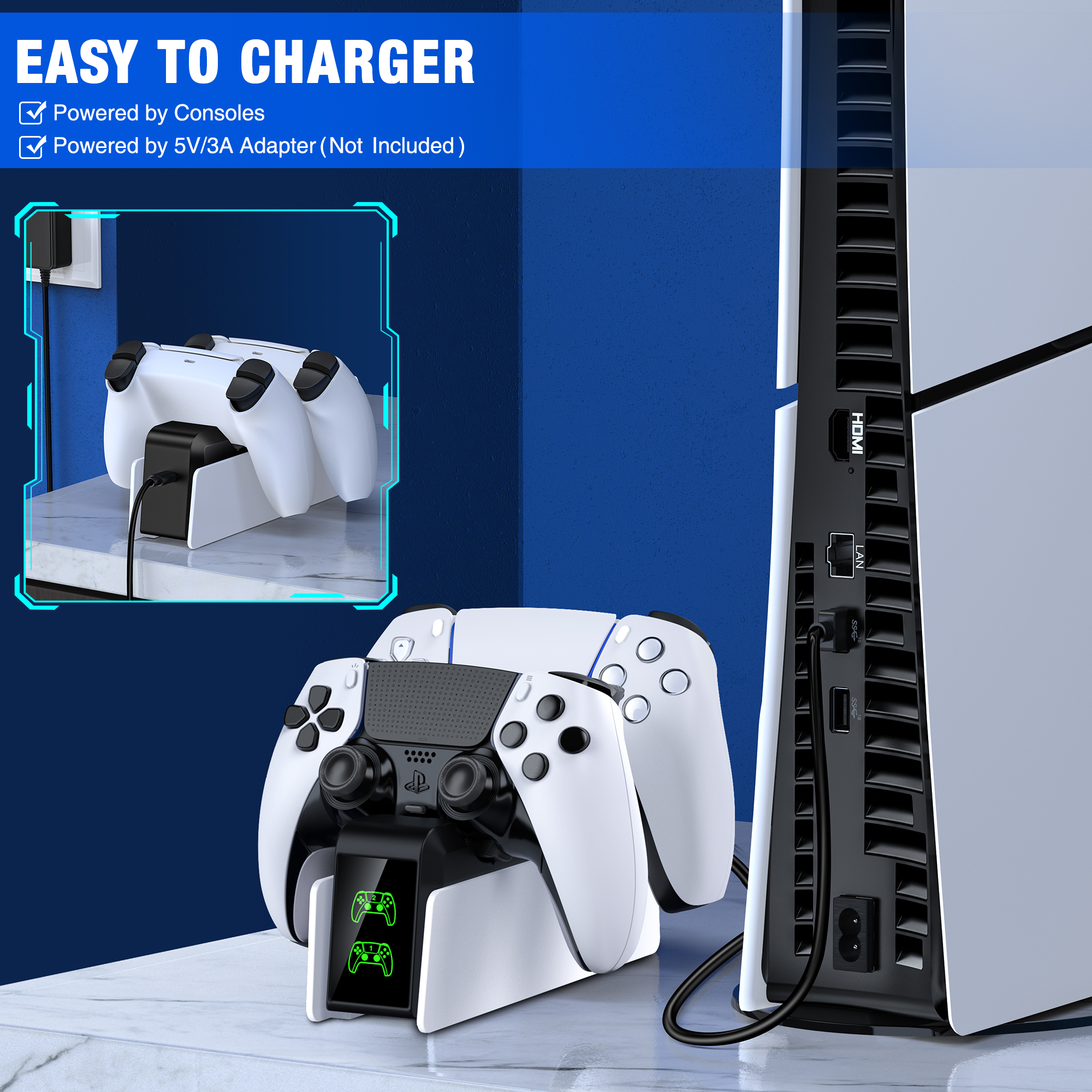 Beboncool PS5 Controller Charging Station, Black photo 6