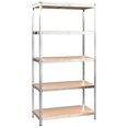 thumbnail image 3 of vidaXL 5-Layer Shelves 3 pcs Silver Steel&Engineered Wood, 3 of 5
