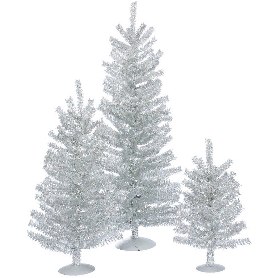 Vickerman 12"/18"/24" Silver Mini Artificial Christmas Tree, Unlit