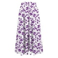 thumbnail image 5 of Skirts for Women A-Line Skirt Floral Printing Elastic Waist Leisure Skirt Purple XXL, 5 of 5