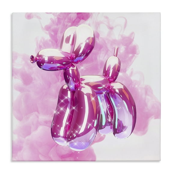 Stupell Industries Pink Glam Balloon Dog Abstract Painting Wrapped Canvas Art Print Wall Art, 17 x 17