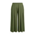 thumbnail image 7 of Lenpel Women's Plus Size Culottes Pants Ribbed Wide Leg Elastic Waisted Trousers Flowy Palazzo Pants with Pockets, 7 of 7