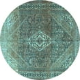 thumbnail image 1 of Ahgly Company Indoor Round Medallion Light Blue Traditional Area Rugs, 6' Round, 1 of 4
