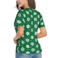 thumbnail image 3 of Vsdgher Snowflake Women Shirts V Neck Short Sleeve Tops T-Shirt Basic Tees, S to 3XLLarge, 3 of 5