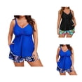 thumbnail image 1 of Womens Swimsuits Tankini Casual Plus Size Modest Drawstring Top with High Waisted Swim Shorts Two Piece Bathing Suits Woman, 1 of 9