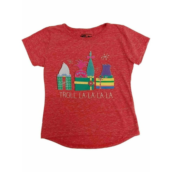 Toddler Girls Red Trolls Poppy & Smidge Christmas T-Shirt Presents Shirt 2T
