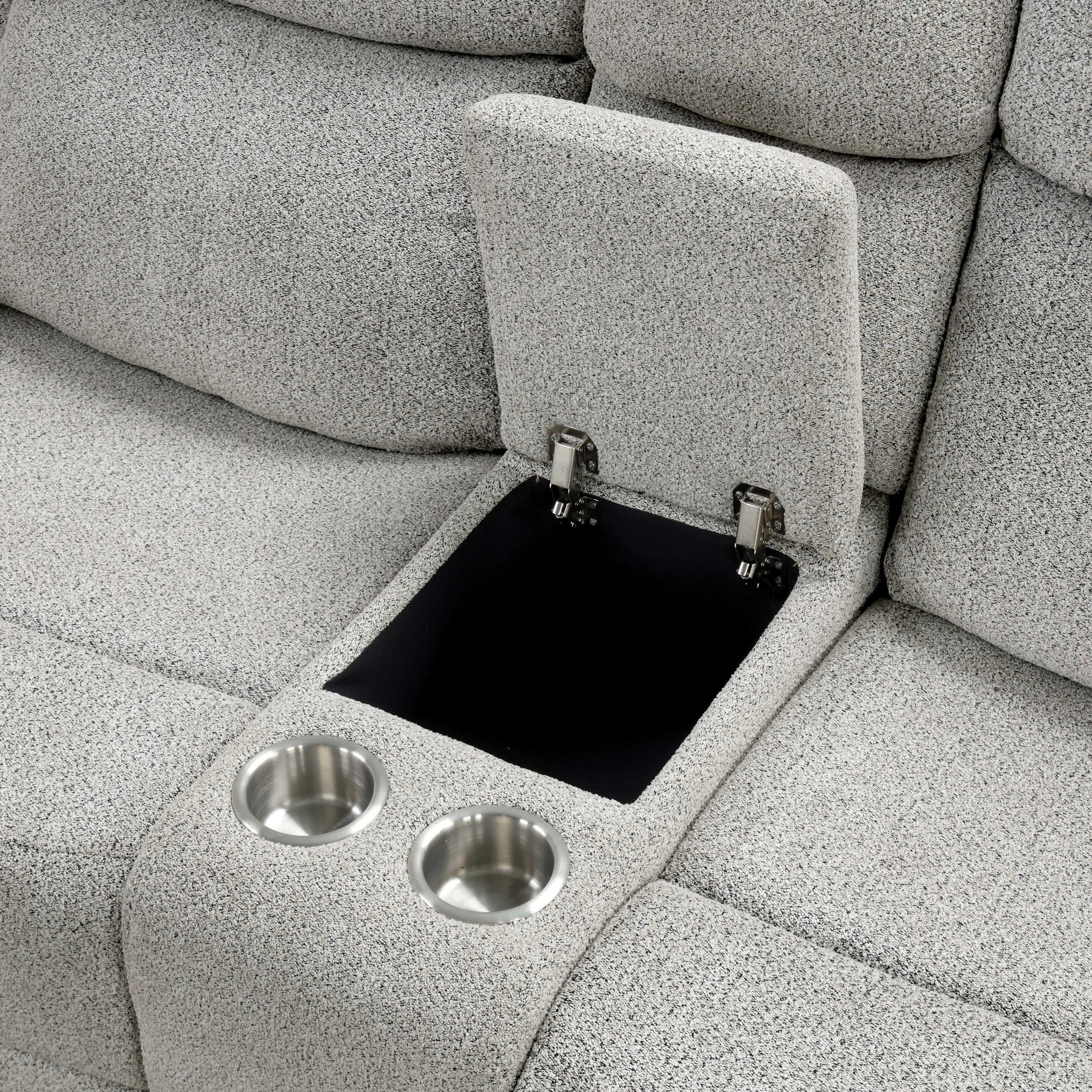 Furniture of America Paziel Modern Fabric Reclining Loveseat, Light Gray