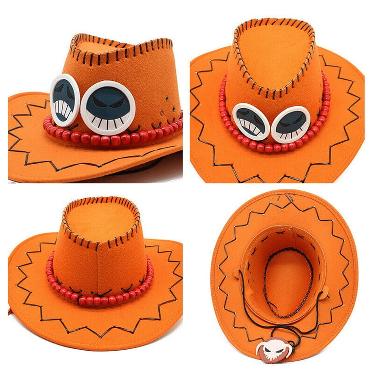 1PC Anime Fire Fist Portgas D. Ace and Luffy Hat Visor Western Cowboy Hat  Gift - for Cosplay Pirates Cap Anime Costume Party 