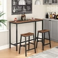 thumbnail image 4 of Bar Stools, Set of 2 Bar Chairs, 23.6 Inch Saddle Stools, Kitchen Counter Seat with Footrests, Industrial Barstools for Dining Room, Kitchen, Counter, Rustic Brown and Black BF02MD01, 4 of 10