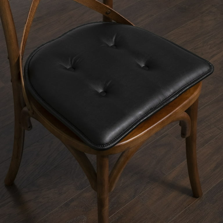 U-Shaped Memory Foam No Slip Back 16 x 17 Faux Leather Chair Pad Cushion 6  Pack - Brown