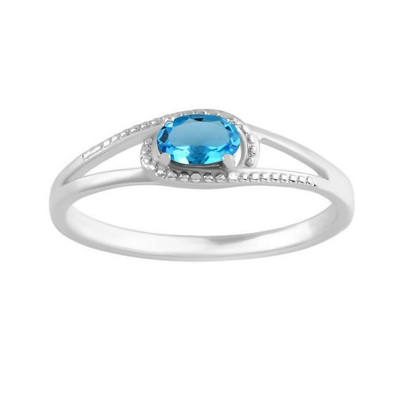 925 Sterling Silver 6X4 Mm Oval Cut Natural Swiss Blue Topaz Gemstone Silver Jewelry Womens Ring
