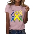 thumbnail image 1 of UANWENN T-Shirts Décontractés pour Femmes avec Imprimé Ruban de Sensibilisation au Cancer, Manches Courtes, Col Rond, Style de Base pour le Quotidien, Chandails Athlétiques, Paquet Femmes, T-Shirts pour Femmes, Hauts de Couleur Unie pour Femmes, Court, 1 of 5