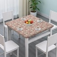 thumbnail image 3 of Beige Christmas Character Pattern Square Fitted Tablecloth with Elastic Edge,Square Table Cover,Washable Elastic Table Cover for Home Kitchen Party Decor 36"x36", 3 of 6