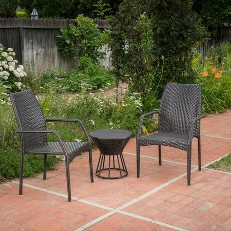 Whitney Wicker 3 Piece Outdoor Stacking Chair Chat
