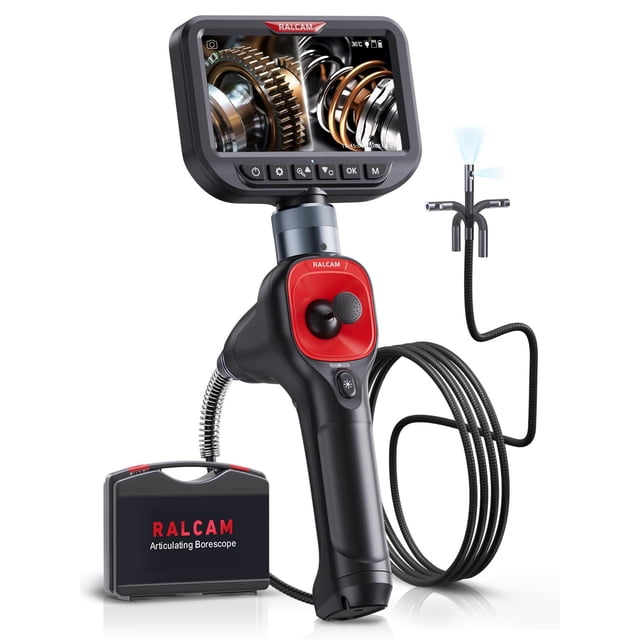 Boroscopio Ralcam 360° con doble lente articulada de 5 pulgadas, 6,5 mm y 1,5 m