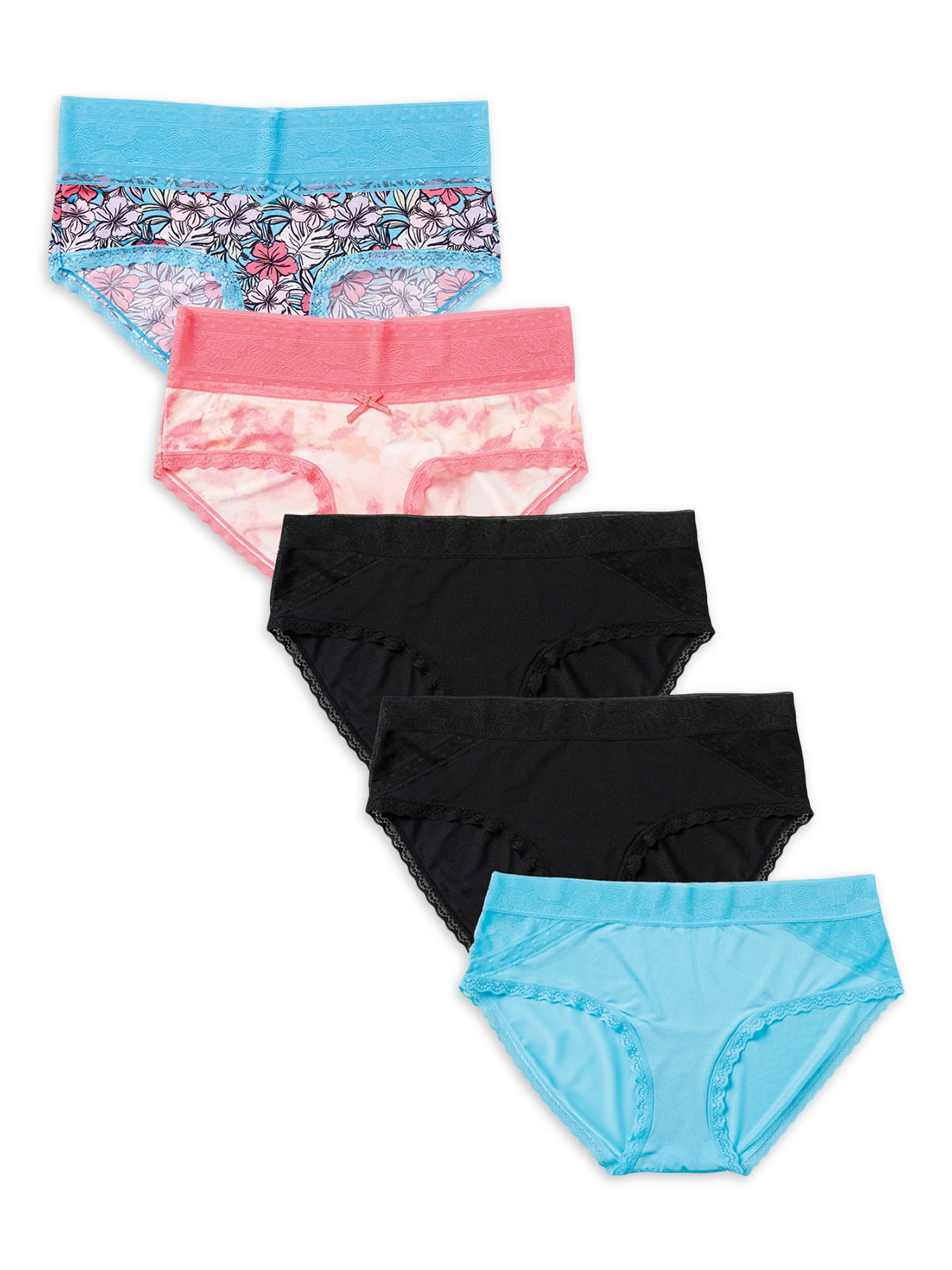 No Boundaries Women's Microfiber Hipster Panties, 5Pack