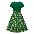 thumbnail image 6 of ZHOGXU Women's Dresses Summer Short Sleeve Round Neck Floral Printed Lightweight Comfortable Stylish Dress For Casual Daily Wear,Green,S, 6 of 6