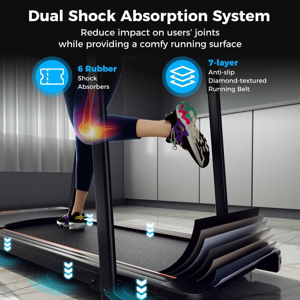 Resenkos 2.5 HP Walking Treadmill with Extended Handrails for Senior Users - Black