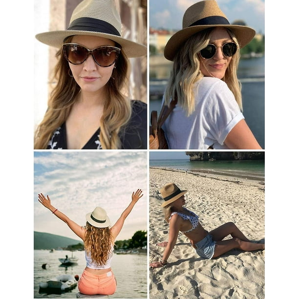 Yeegool Panama Hat Rollable Straw-Fedora Summer Beach Sun Hats For Men Women
