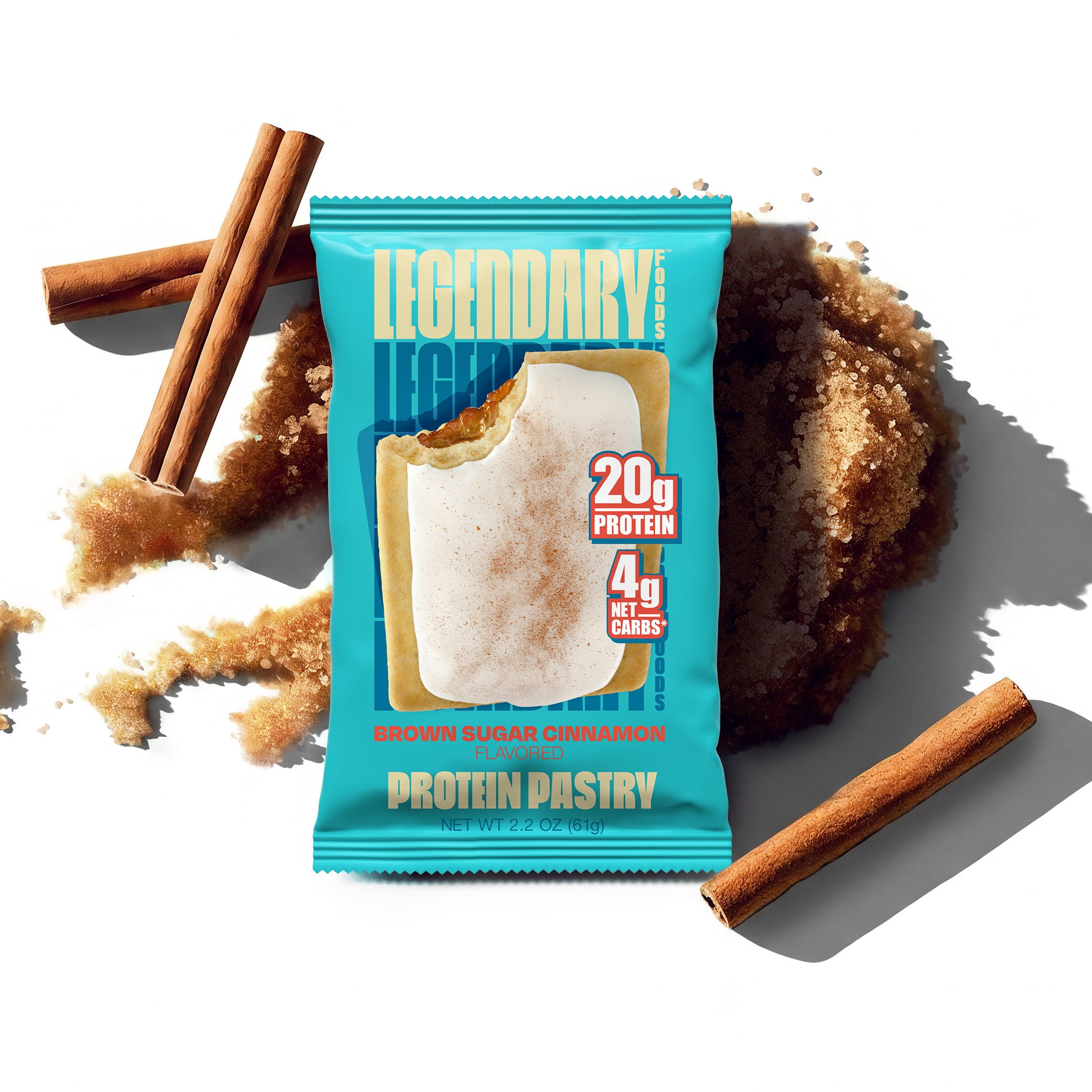 Legendary Foods Protein Pastry - Brown Sugar Cinnamon 4 Pack | Protein Snack | Gluten-Free| Keto Friendly