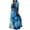 Sky Blue, variant on Ichuanyi Woman Dress, Summer Women Casual Summer Short Sleeve O-Neck Print Maxi Boho Ankle-Length Dress