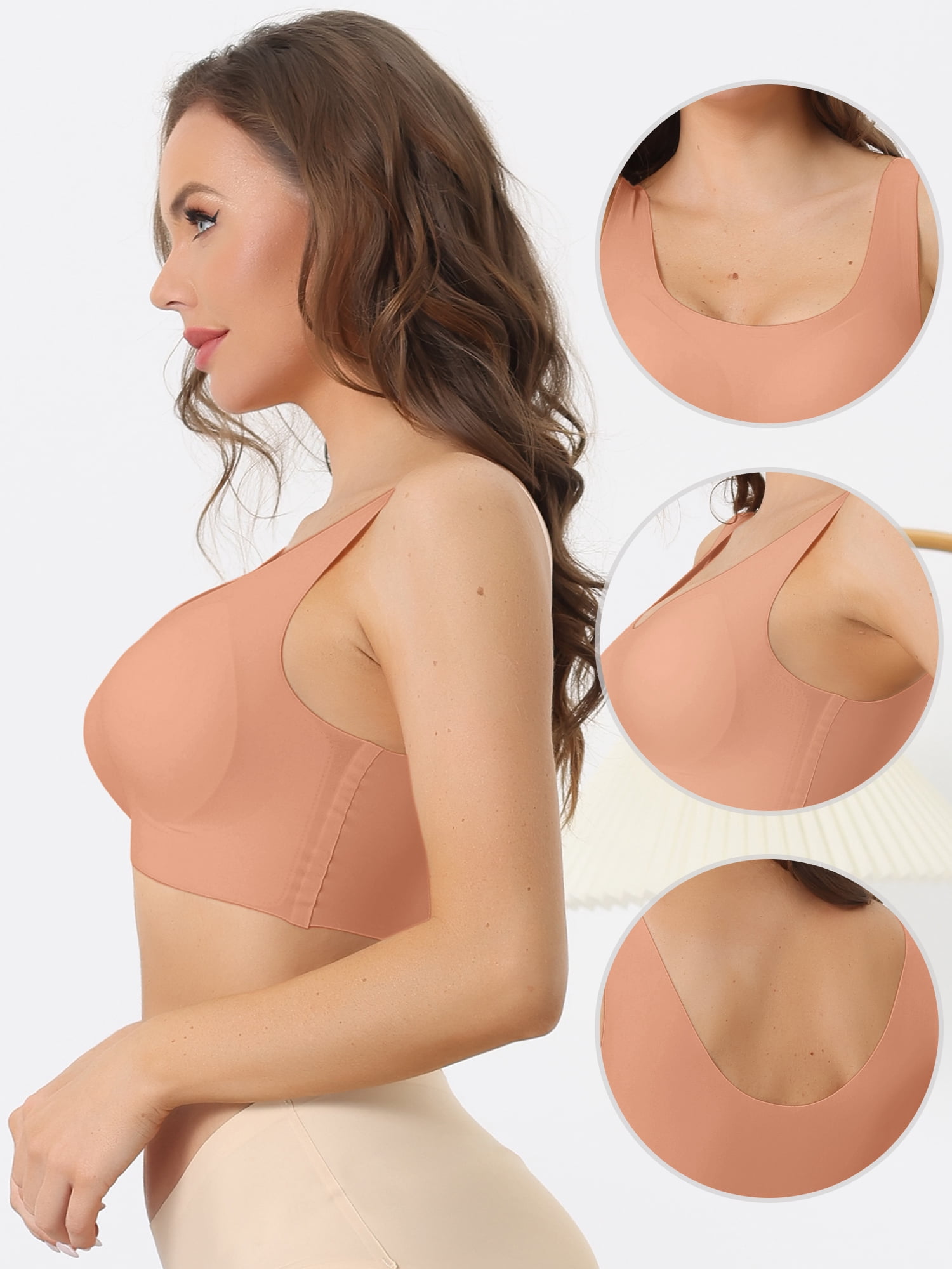 Unique Bargains Women's Sports Bra Wirefree Push Up Workout Yoga Comfort Bralette M Pink