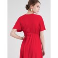 thumbnail image 4 of Made by Johnny Women's Airy Short Sleeve Kimono Style Deep V Neck Dress Top S-3XL Plus Size L RED, 4 of 6