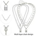 thumbnail image 2 of Lock Chain Necklace  Punk Chains  Statement Lock Key Pendant Necklace Silver Set Eboy Long Multilayer Chains Punk Choker 2 Set, 2 of 5