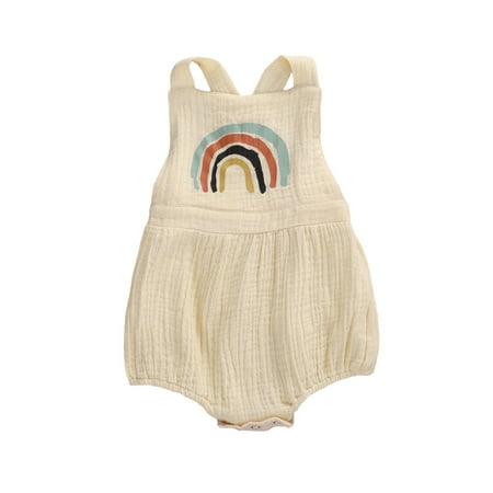 

Douhoow Baby Girls Boys Rainbow Romper Summer Sleeveless Straps Jumpsuit Suspenders Overalls