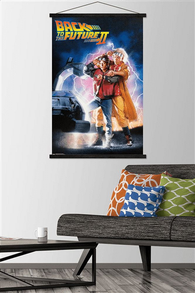 Back to the Future Part II - One Sheet Wall Poster with Wooden Magnetic Frame, 22.375" x 34"