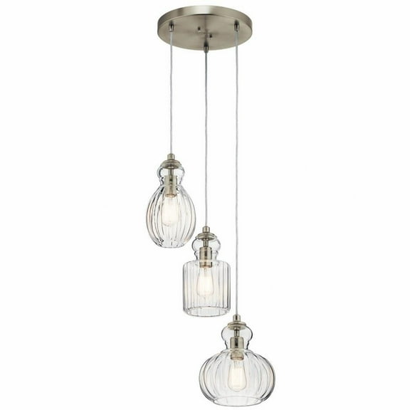 3 Light Pendant 18 inches Wide-Brushed Nickel Finish Bailey Street Home 147-Bel-2748797