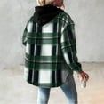 thumbnail image 5 of RYRJJ Flannel Jacket for Women Trendy Warm Fleece Lined Button Down Plaid Shacket Long Sleeve Hooded Jackets Fall Winter Coat(Dark Green,M), 5 of 6