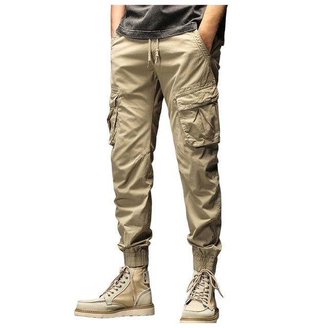 WEAIXIMIUNG Men's Pants 30X34 Cargo Men's Autumn Workwear Pants Solid Colour Sweatshirt Casual Pants Drawstring Drawstring Drawstring Trousers