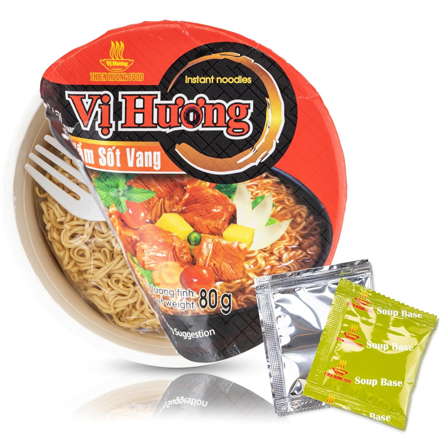 VI HUONG Instant Noodles Bowl – Beef Stew Flavor – 3.2oz Per Bowl – Pack of 12