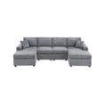 thumbnail image 2 of JERFIT Modern U-Shaped 2-Piece Sectional Sofa Set with Double Chaise, Plush Corduroy Fabric, Fog Color for Living Room, 2 of 9
