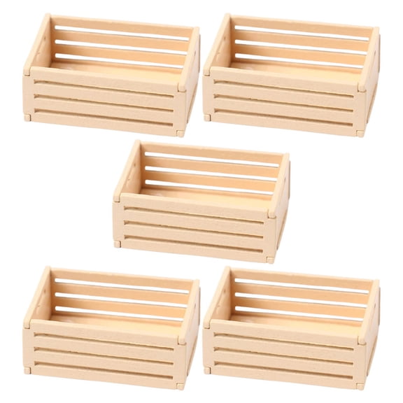 OFFIGAM 5Pcs Dollhouse Basket Beige Wood Miniatures for Craft Scene Setup