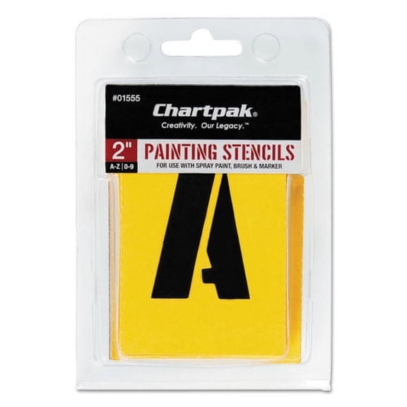Professional Lettering Stencils, Painting Stencil Set, A-Z Set/0-9, 2", Manila, 35/set | Bundle of 2 Sets
