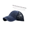 thumbnail image 2 of Malla Rasgada Algodón Lavado Cola Caballo Desgastada Con Visera Sombrero para Hombres Y Mujeres Béisbol Con Visera para El (azul Marino) [tarifa Embalaje Agregada Énfasis en Embalaje Separado], 2 of 9