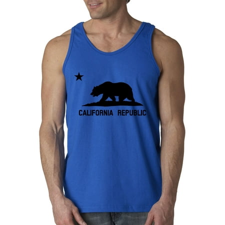 Mm Blue Star Sapphire - New Way 975 - Men's Tank-Top California Republic Vintage Grizzly Bear Star Small Royal Blue