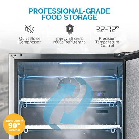 Newair 24" 5.3 Cu. Ft. Commercial Stainless Steel Built-in Beverage Refrigerator, Steel Interior, Weatherproof and Outdoor Rated, ENERGY STAR, Fingerprint Resistant and Self-Closing Door