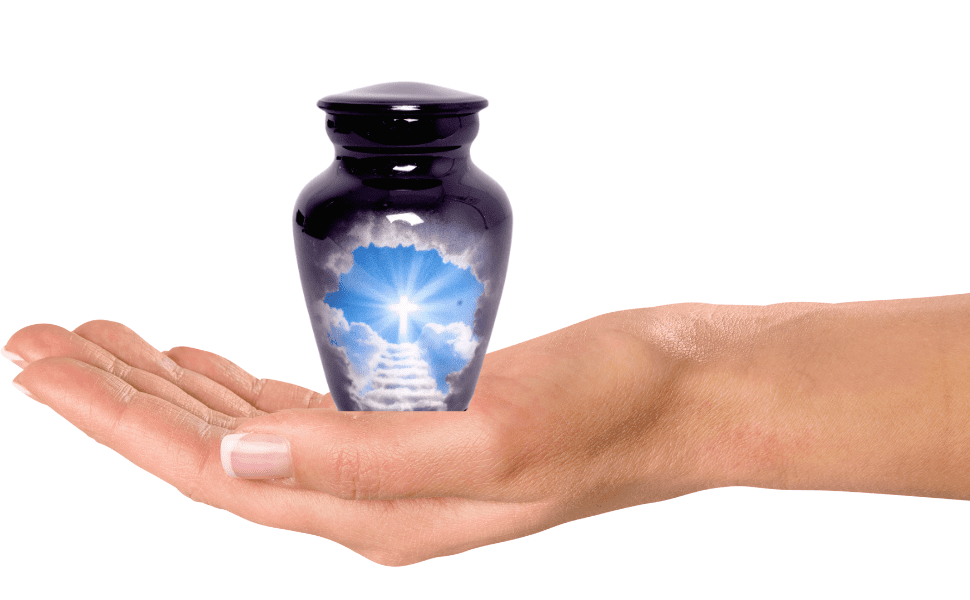 Premium Decor Cross Beautiful Small Mini Keepsake Urn for Human Ashes - Qnty 1 with Velvet Bag