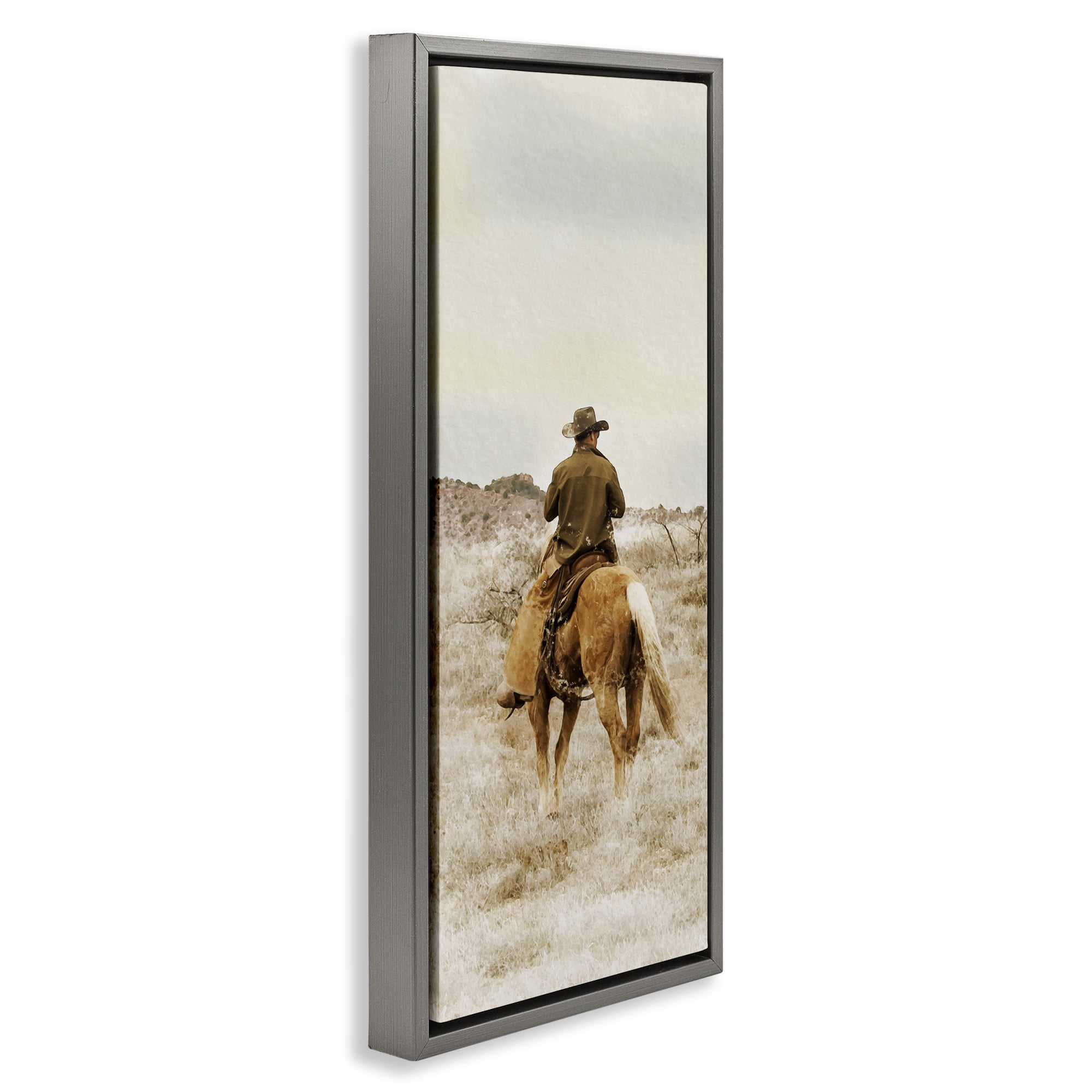 Stupell Industries Wild Wrangling Cowboy Gray Framed Floater Canvas Wall Art, design by Marcus Prime
