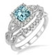thumbnail image 1 of JeenMata Anillo de Bodas de Filigrana de Aguamarina y Moissanita de Talla Princesa de 1,75 Quilates Engastado en Oro Blanco de 18 K sobre Plata, 1 of 9