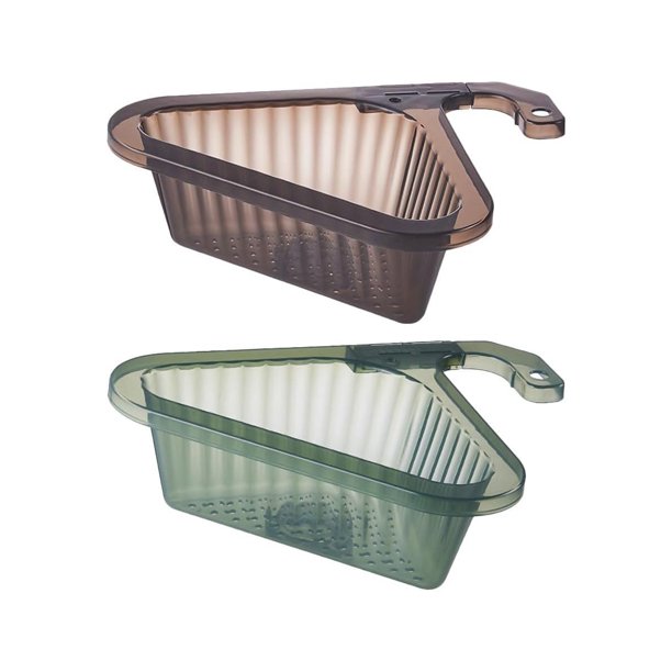 2 piezas Canastilla para Desperdicios de Fregadero Escurridor Triangular para Cocina con Diseño Colador de Malla Bandeja Plástica Colgante para Organización y Ahorro de Espacio